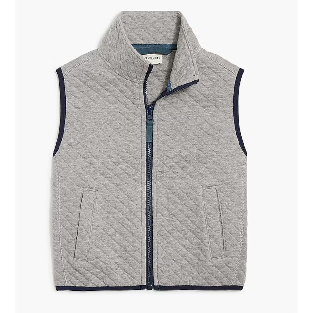 Crewcuts Factory Diamond Quilted Vest Full Zip Up Grey Boy's XL Fall 2024 NEW
